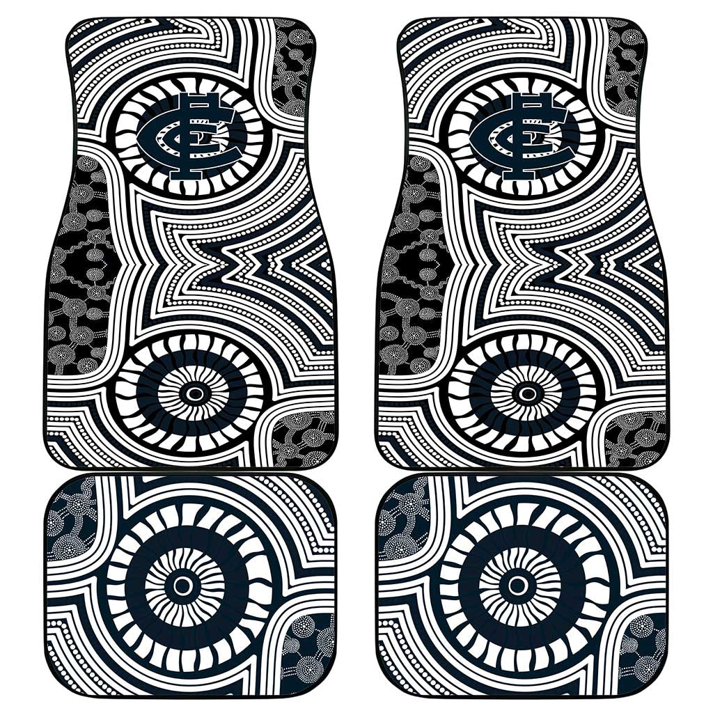Carlton Football Club Car Mats Indigenous Monochrome Dot Art Mascot Style