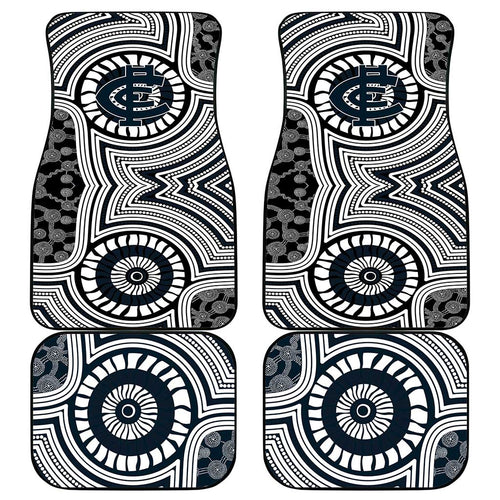 Carlton Football Club Car Mats Indigenous Monochrome Dot Art Mascot Style