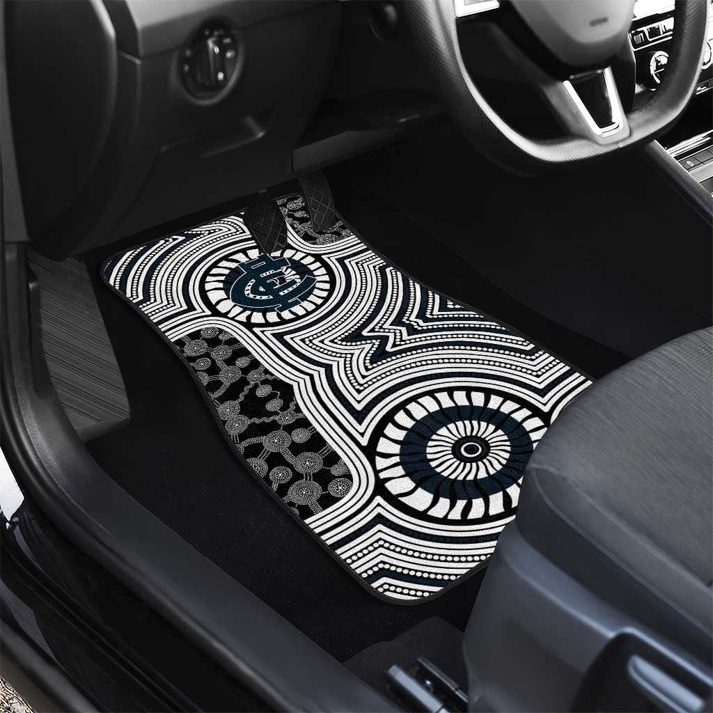 Carlton Football Club Car Mats Indigenous Monochrome Dot Art Mascot Style