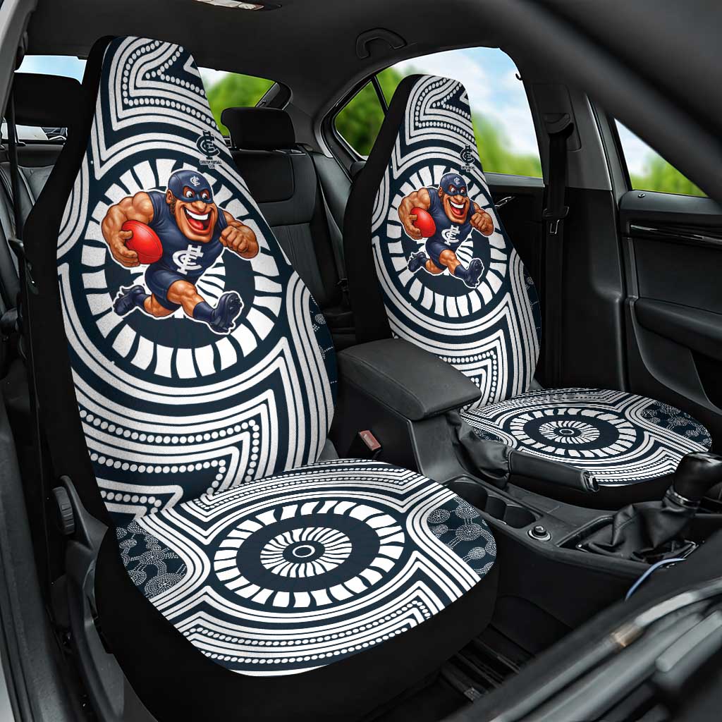 Carlton Football Club Car Seat Cover Indigenous Monochrome Dot Art Mascot Style