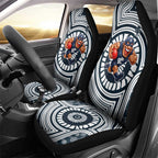 Carlton Football Club Car Seat Cover Indigenous Monochrome Dot Art Mascot Style