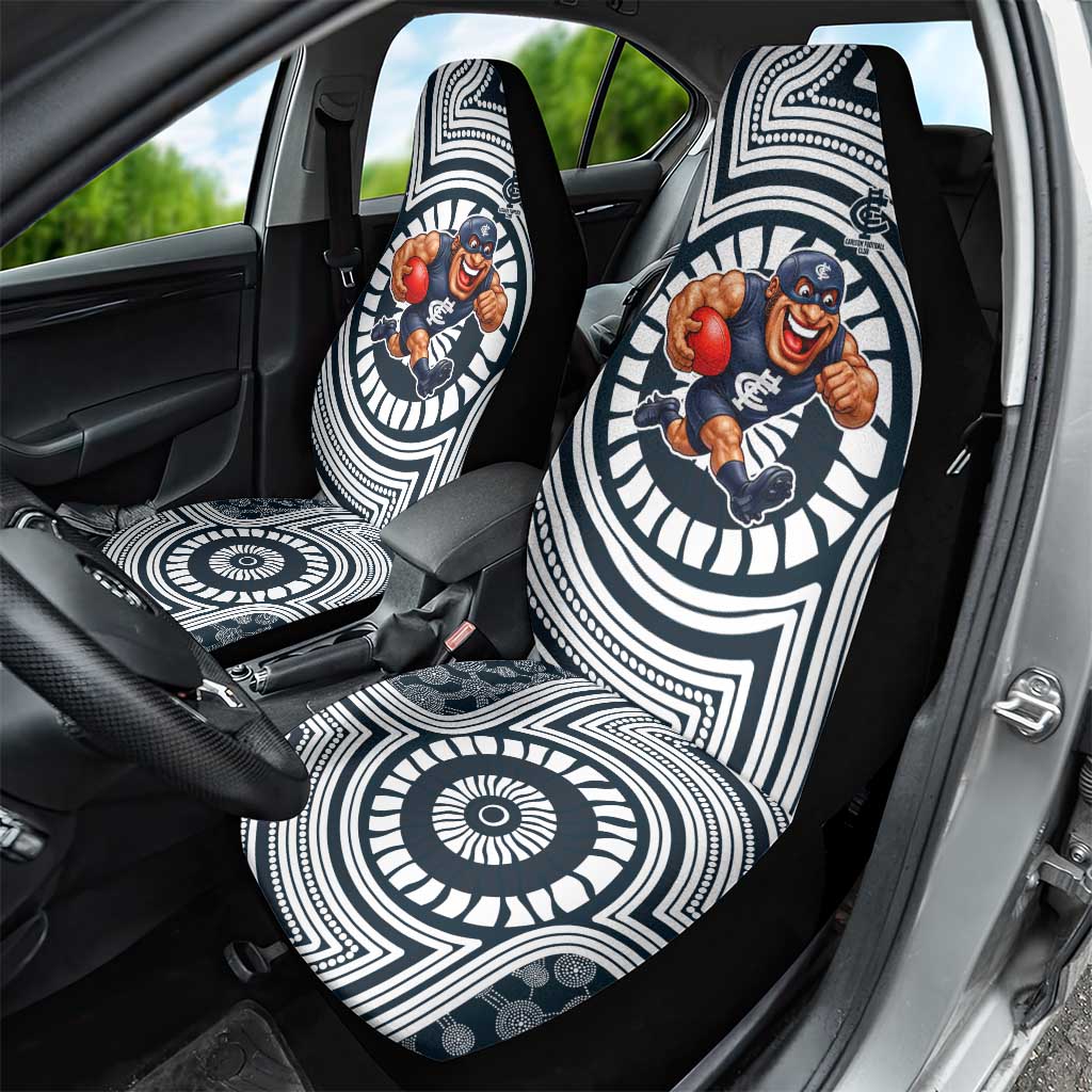 Carlton Football Club Car Seat Cover Indigenous Monochrome Dot Art Mascot Style