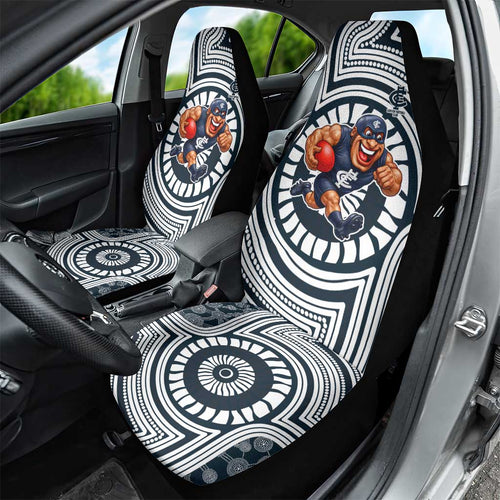 Carlton Football Club Car Seat Cover Indigenous Monochrome Dot Art Mascot Style