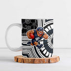 Carlton Football Club Ceramic Mug Indigenous Monochrome Dot Art Mascot Style