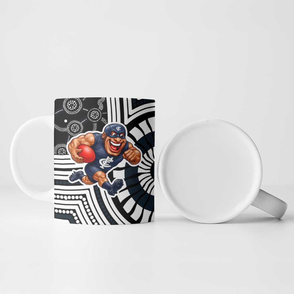 Carlton Football Club Ceramic Mug Indigenous Monochrome Dot Art Mascot Style