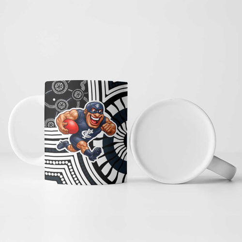 Carlton Football Club Ceramic Mug Indigenous Monochrome Dot Art Mascot Style