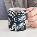 Carlton Football Club Ceramic Mug Indigenous Monochrome Dot Art Mascot Style