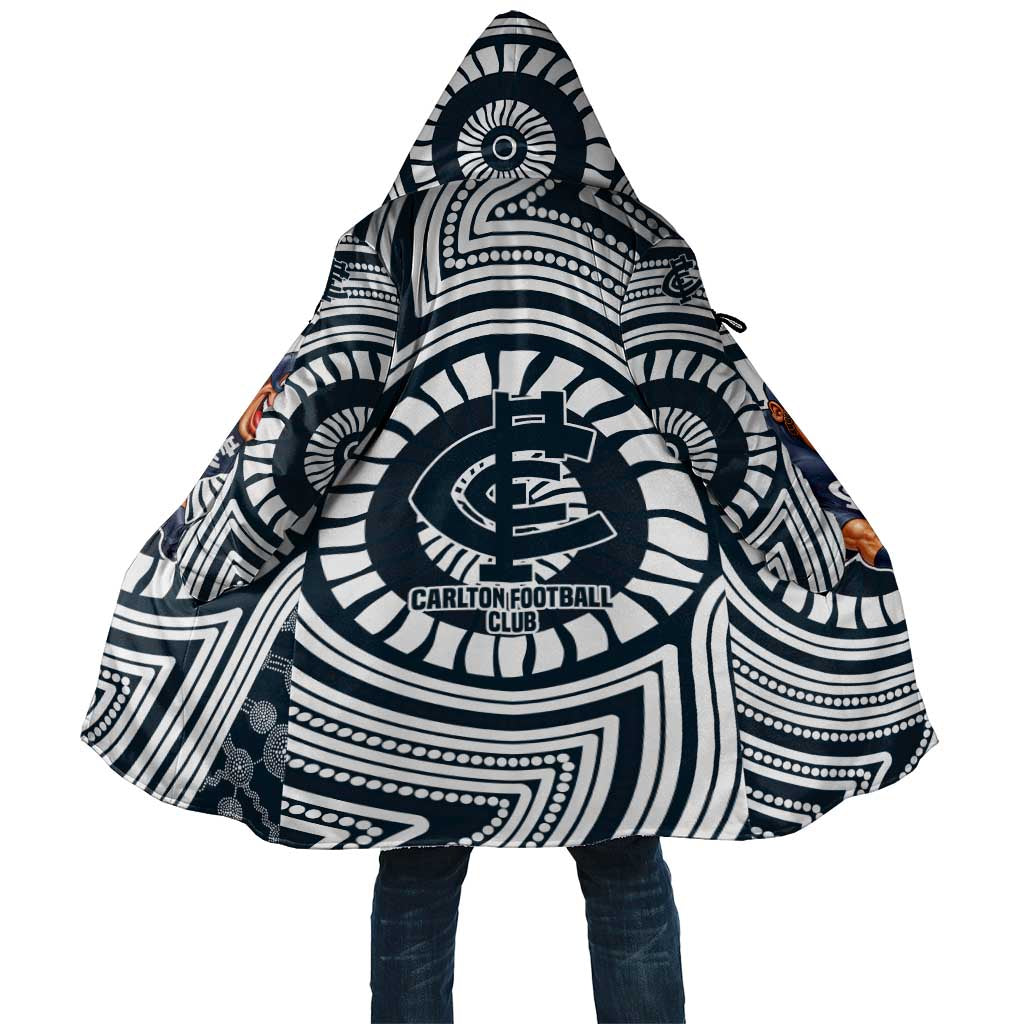 Carlton Football Club Cloak Indigenous Monochrome Dot Art Mascot Style
