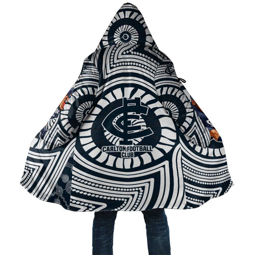 Carlton Football Club Cloak Indigenous Monochrome Dot Art Mascot Style