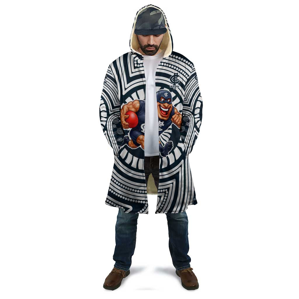 Carlton Football Club Cloak Indigenous Monochrome Dot Art Mascot Style