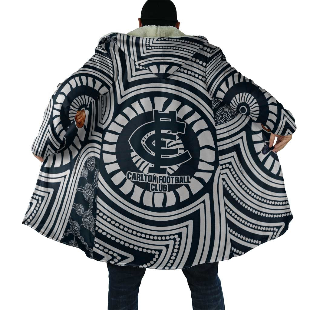 Carlton Football Club Cloak Indigenous Monochrome Dot Art Mascot Style