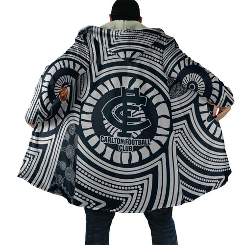 Carlton Football Club Cloak Indigenous Monochrome Dot Art Mascot Style