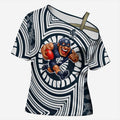 Carlton Football Club Cross Shoulder Shirt Indigenous Monochrome Dot Art Mascot Style