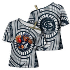 Carlton Football Club Cross Shoulder Shirt Indigenous Monochrome Dot Art Mascot Style