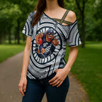 Carlton Football Club Cross Shoulder Shirt Indigenous Monochrome Dot Art Mascot Style