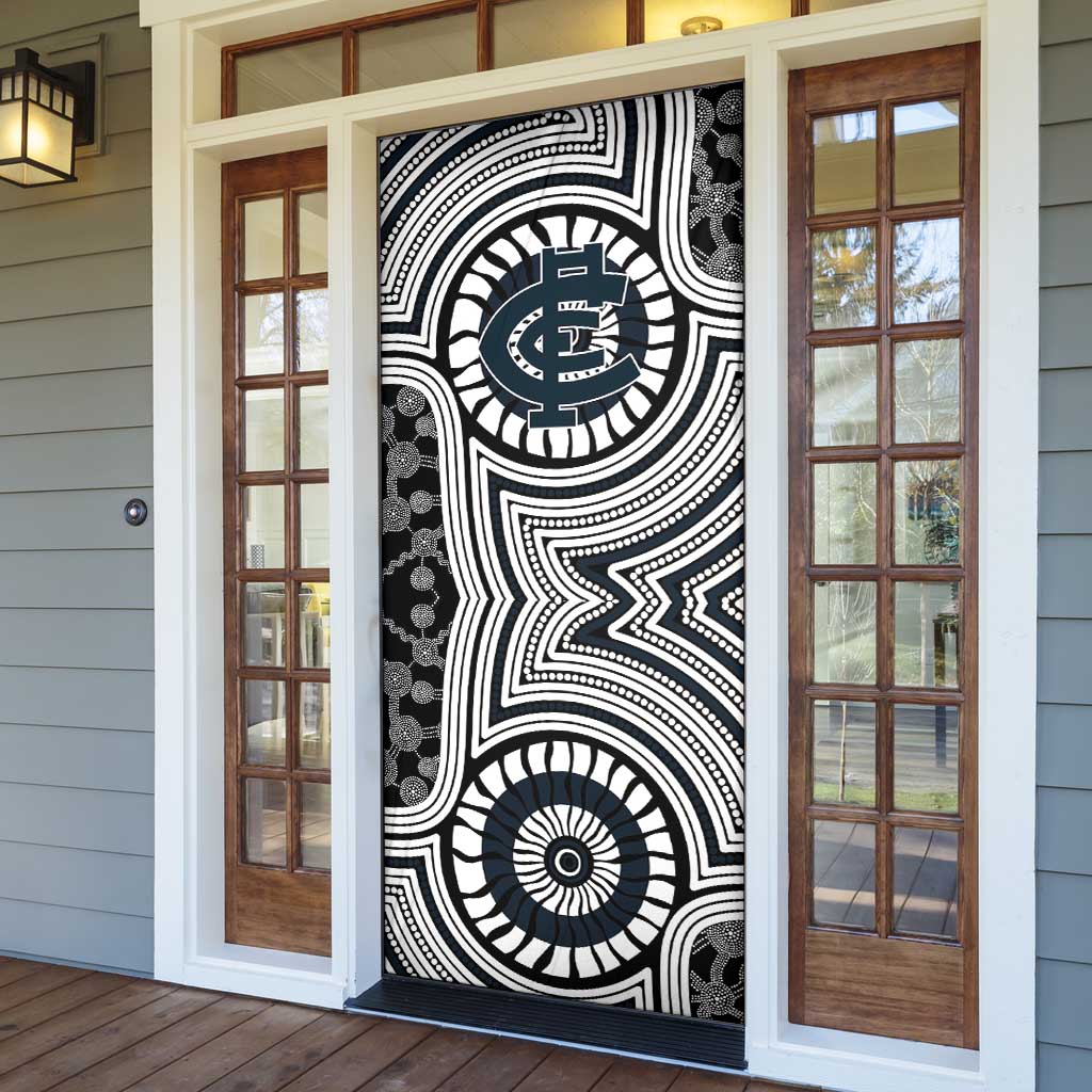 Carlton Football Club Door Cover Indigenous Monochrome Dot Art Mascot Style