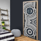 Carlton Football Club Door Cover Indigenous Monochrome Dot Art Mascot Style