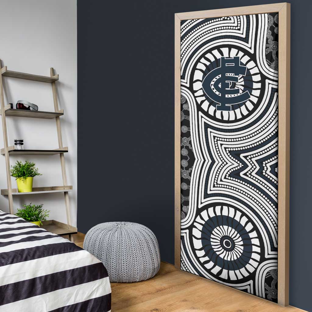 Carlton Football Club Door Cover Indigenous Monochrome Dot Art Mascot Style