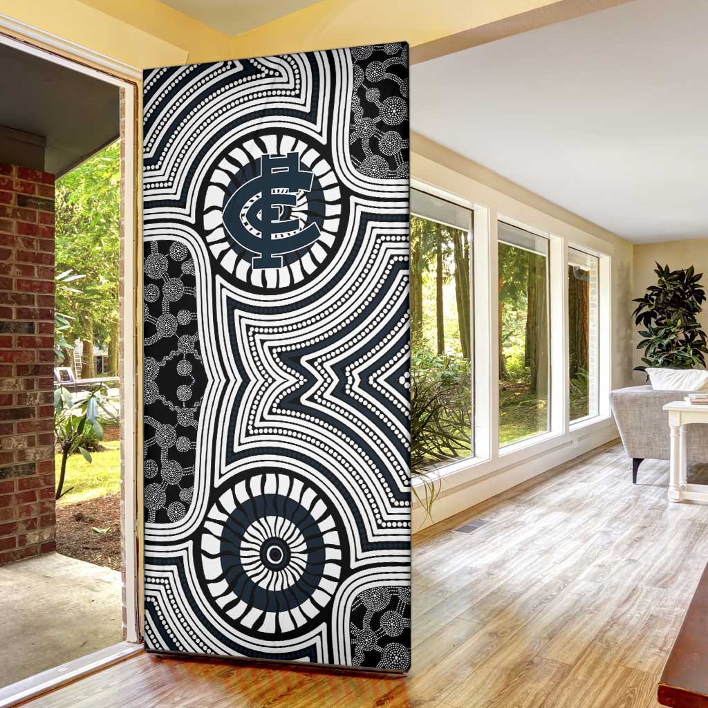 Carlton Football Club Door Cover Indigenous Monochrome Dot Art Mascot Style