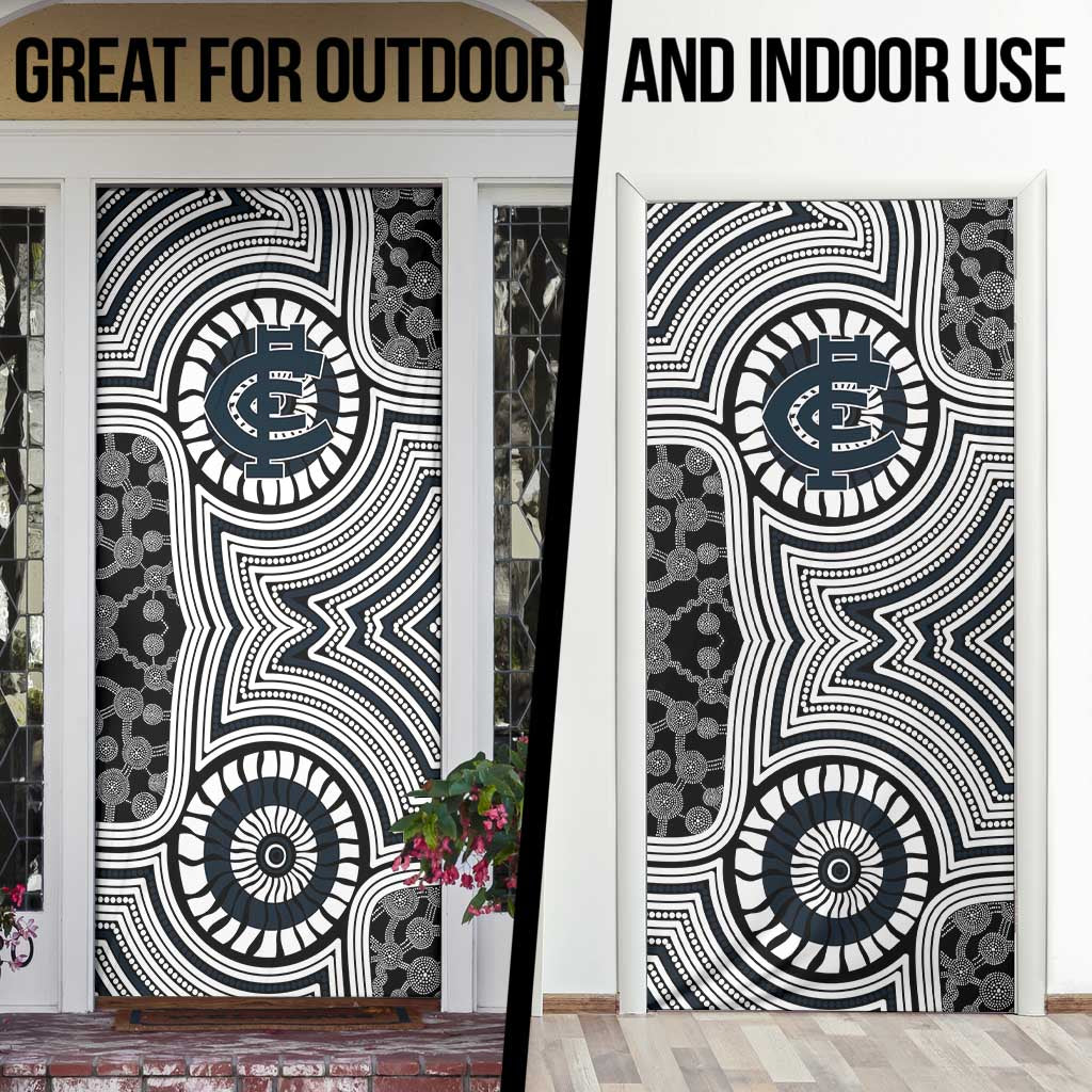 Carlton Football Club Door Cover Indigenous Monochrome Dot Art Mascot Style