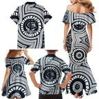 Carlton Football Club Family Matching Mermaid Dress and Hawaiian Shirt Indigenous Monochrome Dot Art Mascot Style
