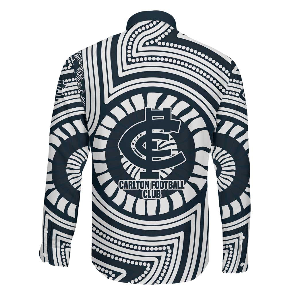 Carlton Football Club Family Matching Mermaid Dress and Hawaiian Shirt Indigenous Monochrome Dot Art Mascot Style