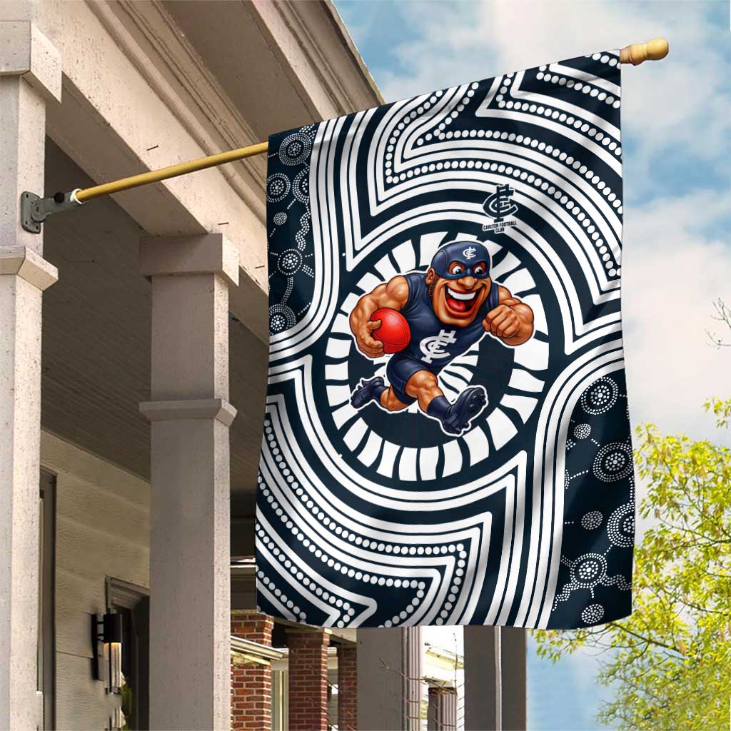 Carlton Football Club Garden Flag Indigenous Monochrome Dot Art Mascot Style