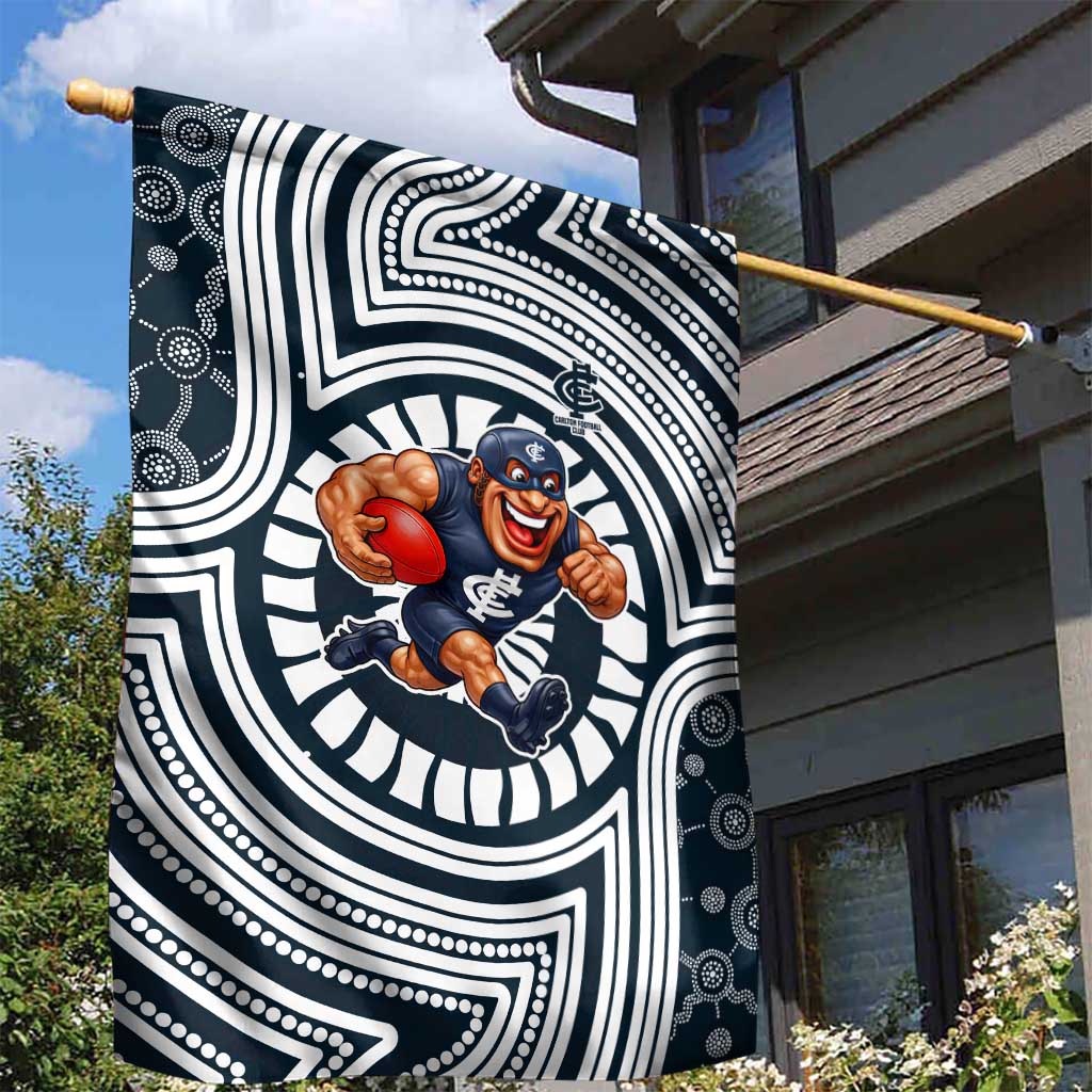 Carlton Football Club Garden Flag Indigenous Monochrome Dot Art Mascot Style