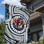 Carlton Football Club Garden Flag Indigenous Monochrome Dot Art Mascot Style