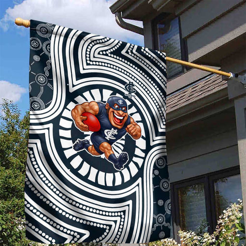 Carlton Football Club Garden Flag Indigenous Monochrome Dot Art Mascot Style