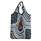 Carlton Football Club Grocery Bag Indigenous Monochrome Dot Art Mascot Style