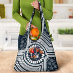 Carlton Football Club Grocery Bag Indigenous Monochrome Dot Art Mascot Style