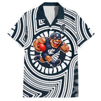 Carlton Football Club Hawaiian Shirt Indigenous Monochrome Dot Art Mascot Style