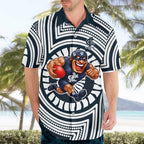 Carlton Football Club Hawaiian Shirt Indigenous Monochrome Dot Art Mascot Style