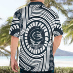 Carlton Football Club Hawaiian Shirt Indigenous Monochrome Dot Art Mascot Style