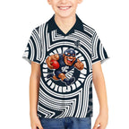 Carlton Football Club Hawaiian Shirt Indigenous Monochrome Dot Art Mascot Style