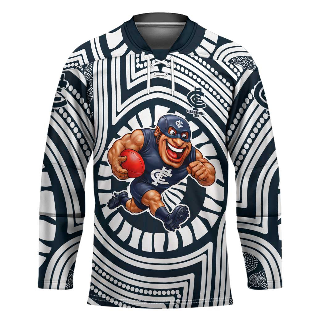 Carlton Football Club Hockey Jersey Indigenous Monochrome Dot Art Mascot Style