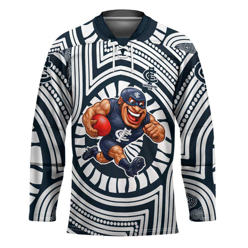 Carlton Football Club Hockey Jersey Indigenous Monochrome Dot Art Mascot Style