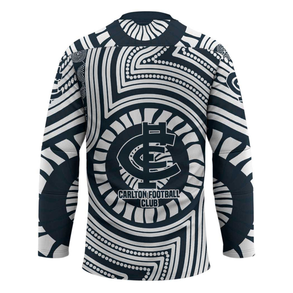 Carlton Football Club Hockey Jersey Indigenous Monochrome Dot Art Mascot Style