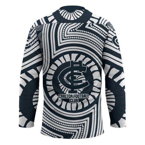 Carlton Football Club Hockey Jersey Indigenous Monochrome Dot Art Mascot Style
