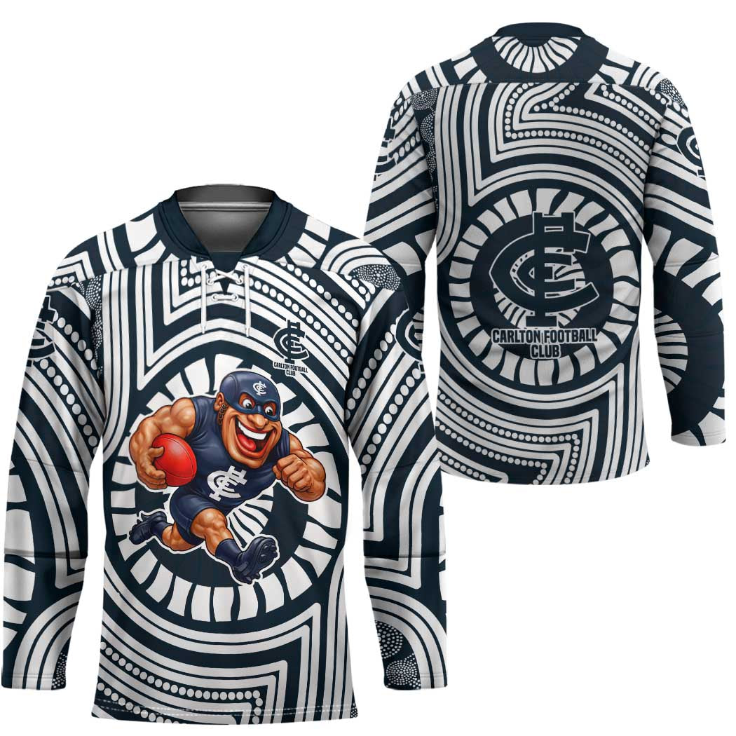 Carlton Football Club Hockey Jersey Indigenous Monochrome Dot Art Mascot Style