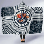 Carlton Football Club Hooded Blanket Indigenous Monochrome Dot Art Mascot Style