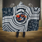 Carlton Football Club Hooded Blanket Indigenous Monochrome Dot Art Mascot Style