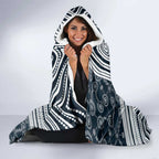 Carlton Football Club Hooded Blanket Indigenous Monochrome Dot Art Mascot Style