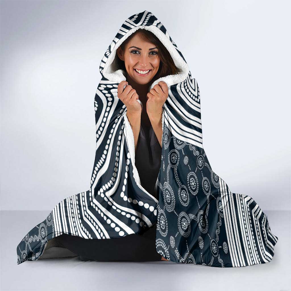 Carlton Football Club Hooded Blanket Indigenous Monochrome Dot Art Mascot Style