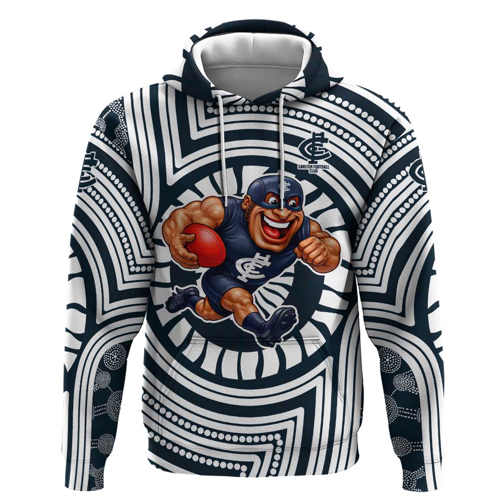 Carlton Football Club Hoodie Indigenous Monochrome Dot Art Mascot Style