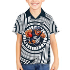 Carlton Football Club Kid Hawaiian Shirt Indigenous Monochrome Dot Art Mascot Style