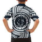 Carlton Football Club Kid Hawaiian Shirt Indigenous Monochrome Dot Art Mascot Style