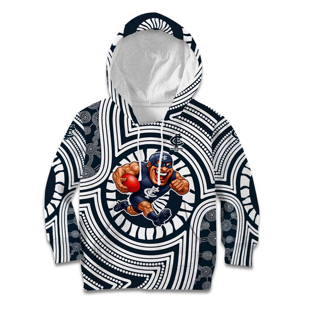 Carlton Football Club Kid Hoodie Indigenous Monochrome Dot Art Mascot Style