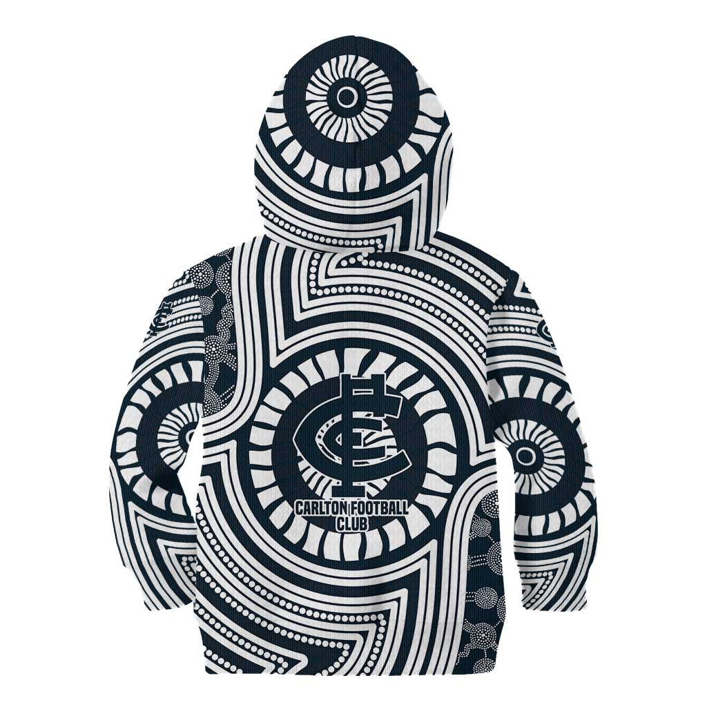 Carlton Football Club Kid Hoodie Indigenous Monochrome Dot Art Mascot Style